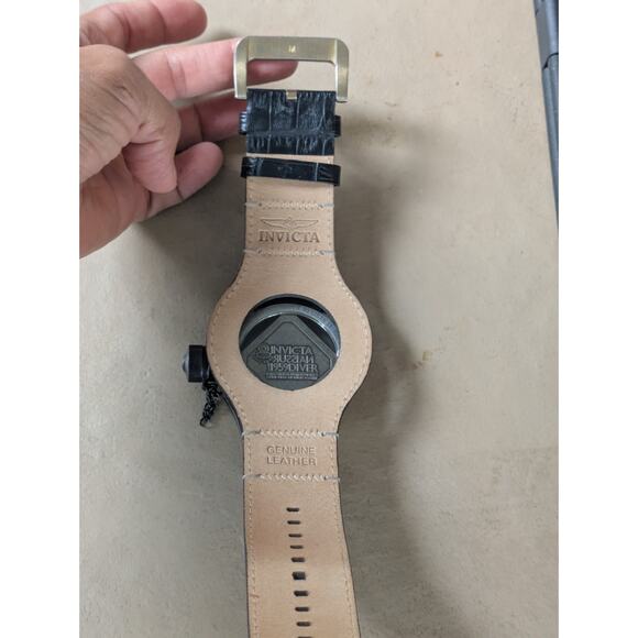 Rare Invicta Russian Diver 17649 Distressed Gunmetal Brown Black Leather Band - Picture 3 of 7